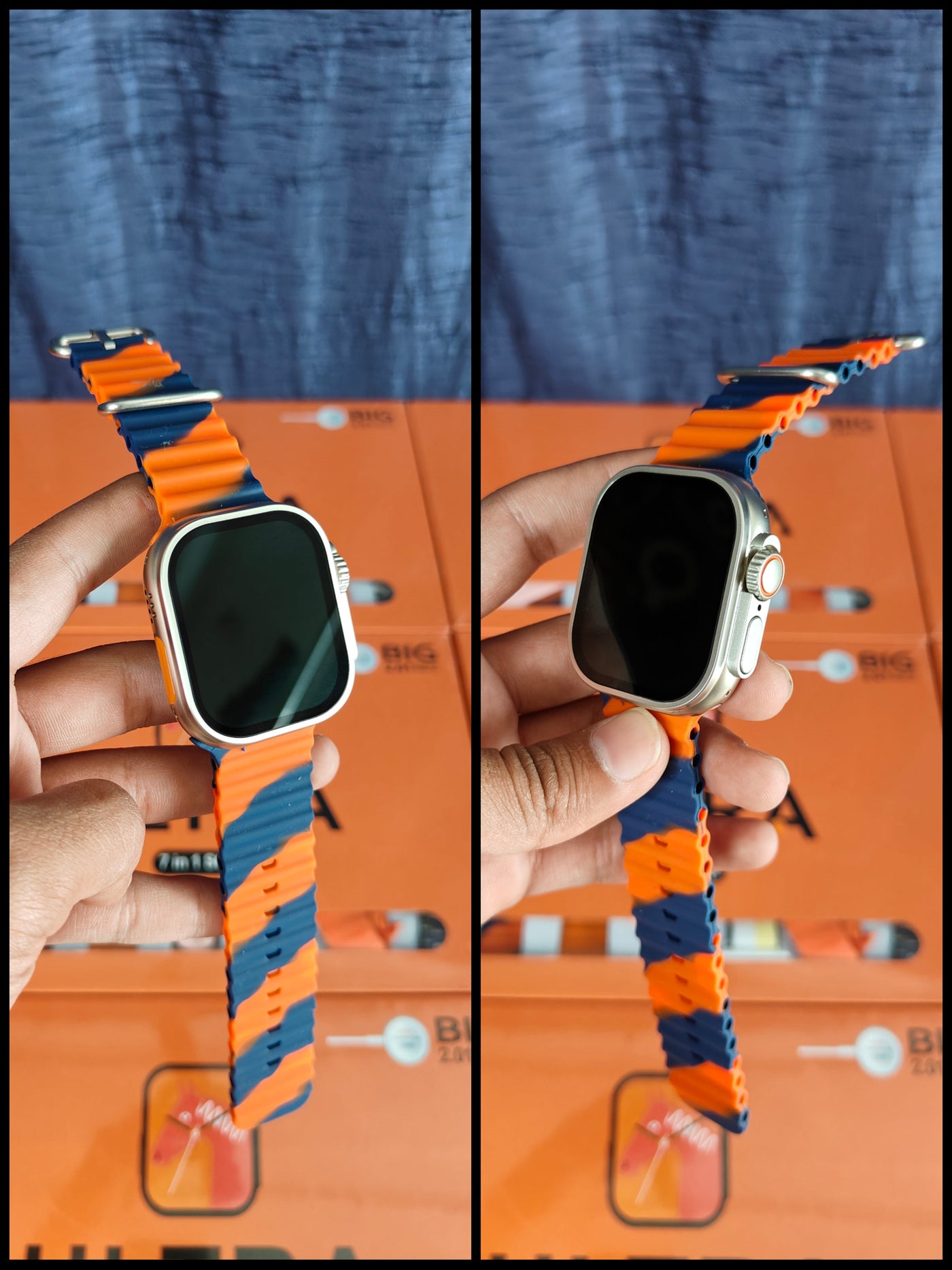 7 IN 1 Smart Watch Orange Edition Combo
